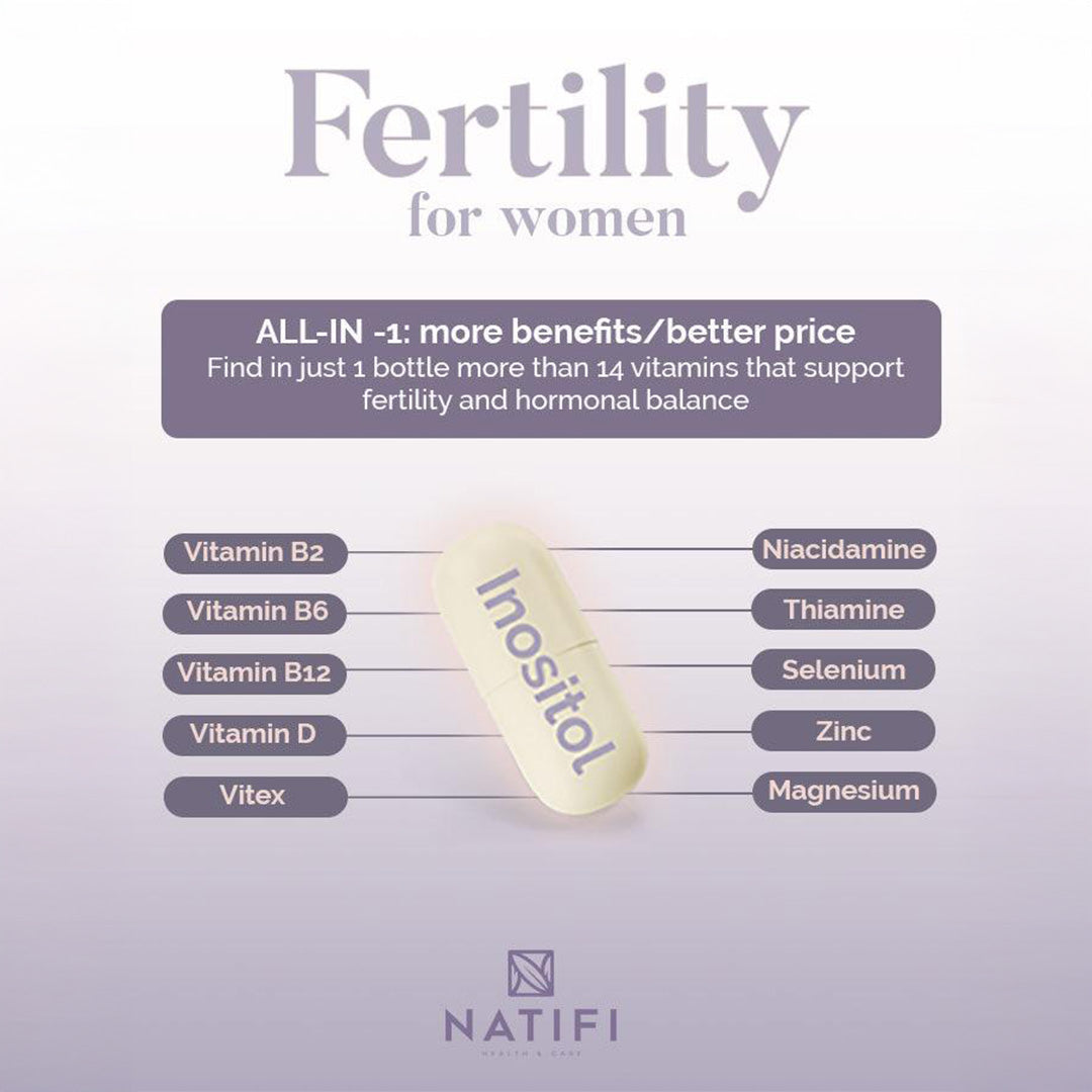 Natifi - Prenatal Vitamins Regulate Cycles, Balance Hormones, Aid Ovulation. Multivitamin for Women, Healthier Pregnancy -60 Capsules- Folic Acid, Myo Inositol, Vitex.